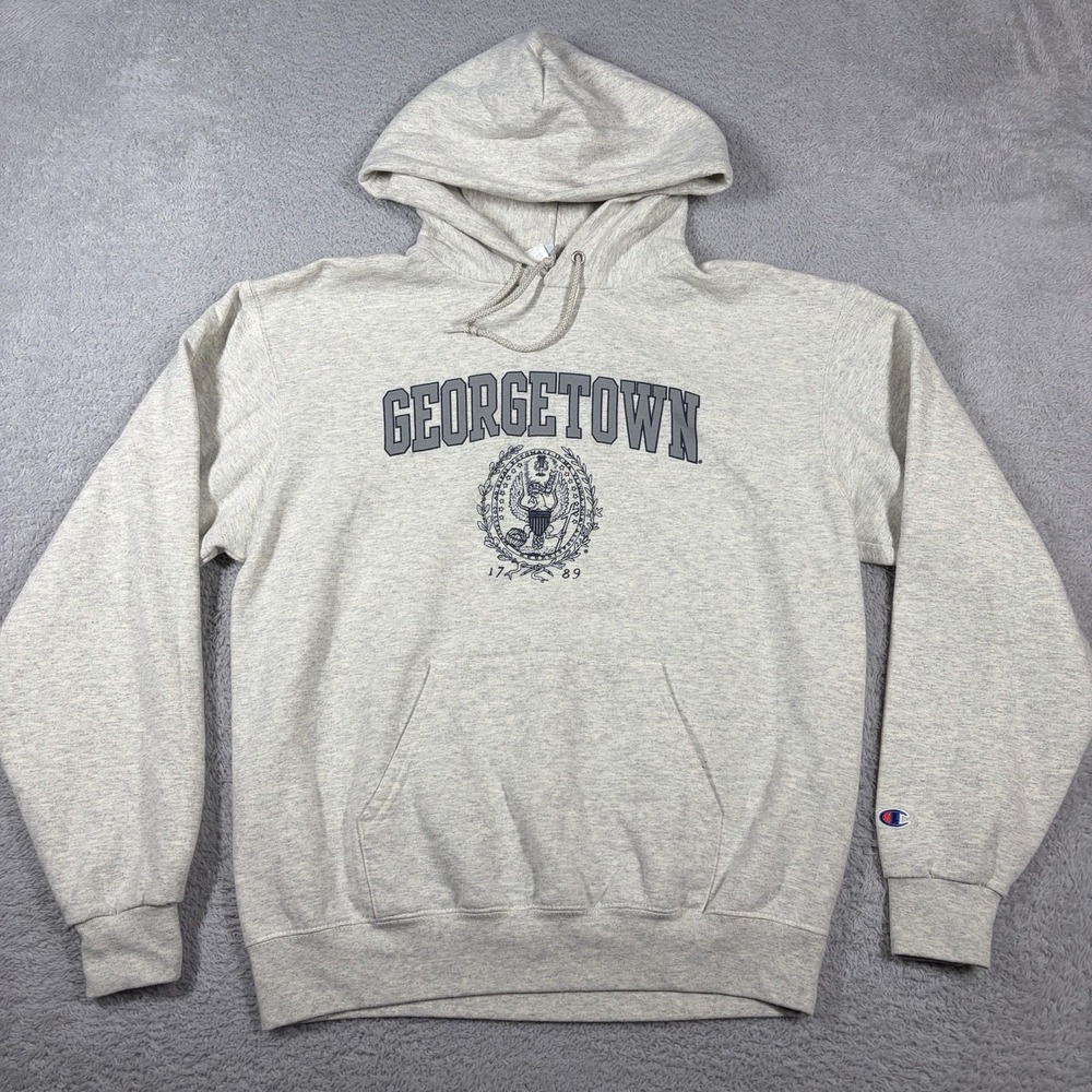 Georgetown University Hoodie Champion Mens Medium Light Gray Crest College